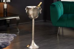 Dekorativer Sektkühler CHAMPAGNE 80cm antik silber handmade Metall Flaschenkühler