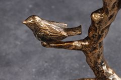 In- und Outdoor Beistelltisch BIRDS 65cm messing antik Blatt-Design wetterfest Vogel-Skulptur