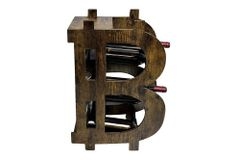 Stilvolles Weinregal BITCOIN 70cm natur Holzregal für 10 Flaschen und 4 Gläser