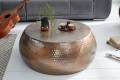 Runder Couchtisch ORIENT 80cm kupfer geflammt Metall Hammerschlag Design handmade
