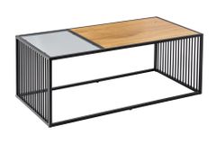 Design Couchtisch ARCHITECTURE 100cm schwarz Wildeiche Rauchglas Metall Holz