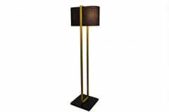 Minimalistische Stehlampe COLLEEN 160cm gold schwarz Stoffschirm mit Metallfuß