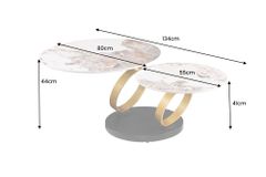 Design Couchtisch DANCING RINGS weiß braun rund drehbar Pandora Keramik gold