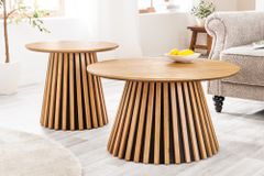 Runder Couchtisch VALHALLA WOOD 70cm natur Eichenholz Säulenfuß