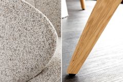 Drehbarer Stuhl WALKÜRE beige natur Eichenholz mit Taschenfederkern und Armlehne
