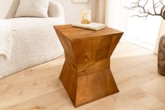 Massiver Beistelltisch PYRAMID 45cm braun Mangoholz honey finish Deko-Hocker