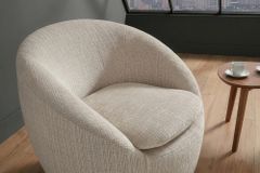 Drehbarer Design Sessel ALPINE beige Chenille Cremona 360° mit Armlehnen