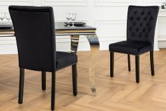 Chesterfield Stuhl CASTLE schwarz Samt Gummiholz Ziernieten
