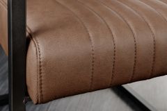 Moderner Freischwinger Stuhl BIG ASTON Echtleder vintage braun Taschenfederkern Metall