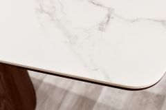 Design Esstisch UNIQUE 200cm weiß Walnuss Keramik Marmor Säulenfuß