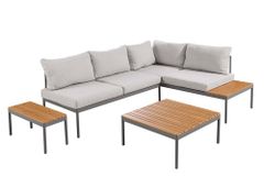 Outdoor Lounge MOBILE MODULAR anthrazit hellgrau Garten-Sitzgruppe inkl. Tisch und Kissen