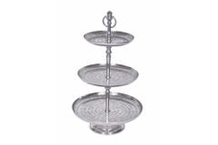 Elegante Etagere ORIENT 65cm silber im Wild Hammerschlag Design mit drei Etagen