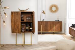 Design Sideboard GATSBY 160cm braun mattgold Mangoholz Retro