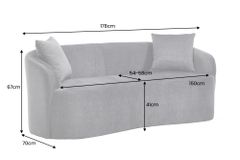 Extravagantes Sofa ELEMENTAL 180cm graphit grau Samt 2-Sitzer Couch organische Form