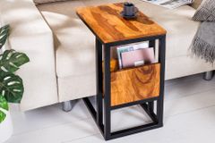 Massivholz Beistelltisch CONCIERGE 60cm braun Sheesham stone finish mit Stauraum