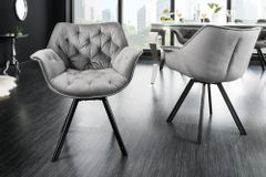 Drehbarer Stuhl THE DUTCH COMFORT Samt grau mit Armlehnen Modern Design