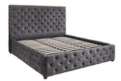Boxbett PARIS 160x200cm grau Samt mit Stauraum und Lattenrost