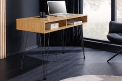 Industrial Schreibtisch STUDIO 110cm natur Eiche Laptoptisch Hairpin Legs Stauraum