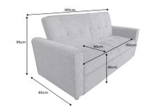 Ausziehbares Schlafsofa SMART 180cm grau Cord 2-Sitzer Couch mit Nosagfederung