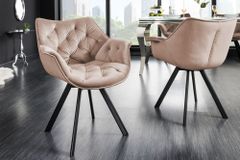 Drehbarer Stuhl THE DUTCH COMFORT greige Samt mit Armlehnen Modern Design