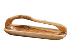 Massive Holzschale BALI 60cm Teakholz mit Griff natürliche Maserung