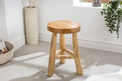 Massivholz Hocker BALI 45cm natur rund Teakholz Beistelltisch Sitzhocker Nachttisch