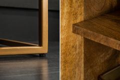 Massives Sideboard ONYX 180cm türkis Mangoholz Achat Edelstein gold Metallgestell