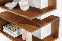 Massives 3er Set Wandregale SURREAL 65cm braun stone finish Außenecke Sheesham
