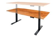 Höhenverstellbarer Schreibtisch MAMMUT 120cm natur Akazie Massivholz Baumkante