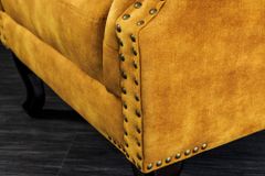 Design Ohrensessel CHESTERFIELD 85cm senfgelb Samt Knopfheftung
