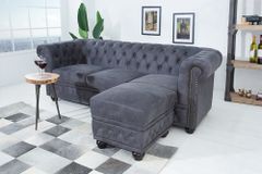 Design 3er Sofa CHESTERFIELD 200cm antik grau Federkern 3-Sitzer Loungesofa