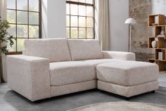Moderner Hocker LOFT 75cm champagner beige Chenille Nosagfederung Taschenfederkern