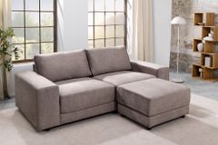 Moderner Hocker LOFT 75cm taupe Vogue Velours Samt Nosagfederung Taschenfederkern