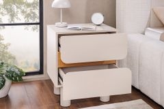 Design Nachtschrank COSMO 60cm cashmere weiß Eiche zwei Schubladen