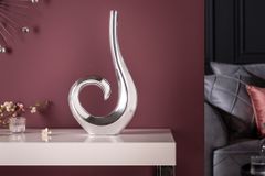 Moderne Vase WAVE 47cm silber Aluminium poliert Dekoration