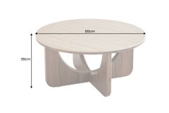Runder Couchtisch ENSO 80cm champagner greige Travertin Keramik Walnussholz