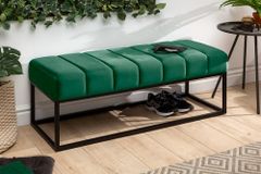 Elegante Sitzbank PETIT BEAUTÉ 110cm smaragdgrün Samt schwarzes Gestell