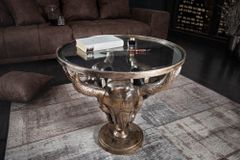 Extravaganter Couchtisch MATADOR 56cm bronze Stierkopf mit Glasplatte