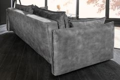 XXL Sofa mit Schlaffunktion APARTMENT grau Samt inkl. Bettkasten und Kissen