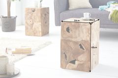 Massiver Beistelltisch SQUARE 30cm Teakholz Würfel Sitzhocker
