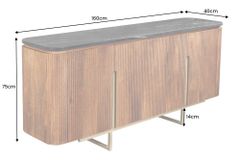 Design Sideboard GATSBY 160cm braun gold Mangoholz Marmor Metallgestell
