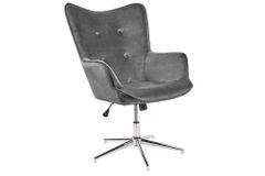 Design Sessel MR. LOUNGER grau chrom Samt höhenverstellbar drehbar Retro