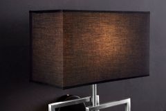 Moderne Wandleuchte ATLANTIS 44cm silber Stoffschirm schwarz Lampe