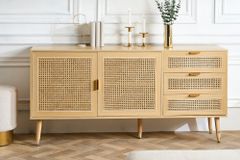 Design Sideboard VIENNA 155cm Wiener Geflecht Rattan Kommode mit Schubladen