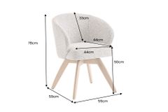 Drehbarer Stuhl WALKÜRE beige natur Eichenholz mit Taschenfederkern und Armlehne