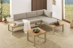 Modulare Garten Sitzgruppe ORLANDO LOUNGE 240cm champagner greige Aluminium wetterfest inkl. Kissen