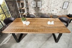 Massiver Esstisch IRON CRAFT 160cm natur Mangoholz Eisen Kufengestell Industrial Design
