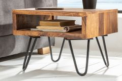 Massivholz Beistelltisch SCORPION 45cm braun Sheesham stone finish Hairpin Legs Stauraum