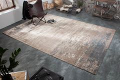 Vintage Baumwoll-Teppich MODERN ART 350x240cm grau beige verwaschen Used Look