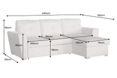Ecksofa mit Schlaffunktion APARTMENT beidseitig aufbaubar beige Strukturstoff inkl. Stauraum